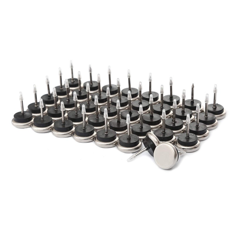 Furnigear Dia Nail On Furniture Glides for Chairs, Tables - Furnigear Nickel Base Cushioned Furniture Nails - Allowing Chairs to Glide Effortlessly Over Carpet Floors (1", 40 Pack-Grey) - Image 1